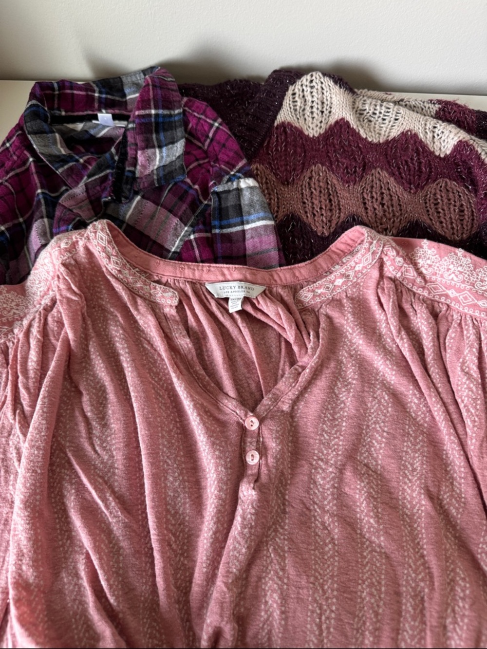 Women's 3x bundle of tops lucky brand dressbarn pink purple mauve